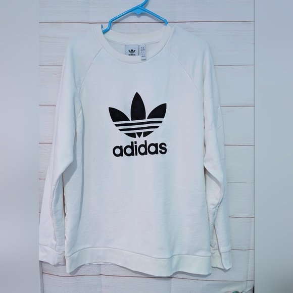 adidas Tops - Adidas Off  White and Black Logo Sweatshirt Size XL
